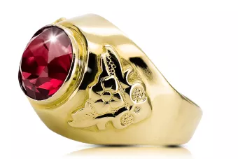 Ring Rubinrot 14 Karat Gelbgold Vintage Schmuck vrc078y